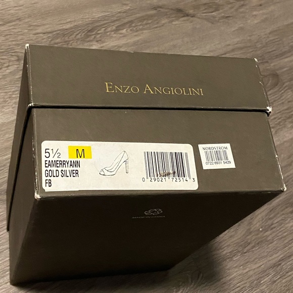 Eenzo Angiolini sparkly gold and silver open toe heels - Picture 6 of 6